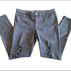 Mossimo Dark Wash Distressed Mid Rise Denim Jeggings Size 8